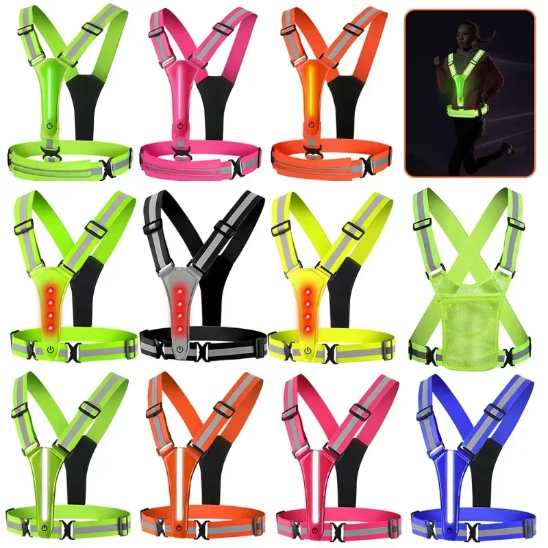 Running Gear For Night - سترة عاكسة للضوء مزودة بإضاءة LED،