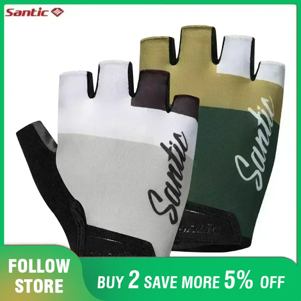 Running Gear Outdoor - Santic للجنسين نصف قفازات ركوب الدراجات